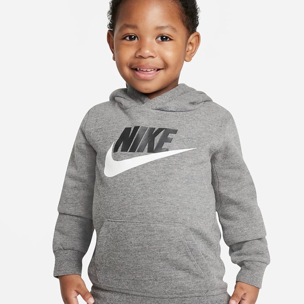 Nike Boy's Gray Club Fleece Long Sleeve Hooded Sweatshirt Size Small